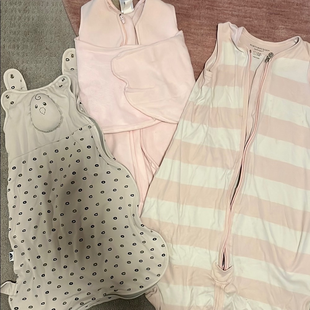 Baby Sleep Sacks and Swaddle Set - Pink and White